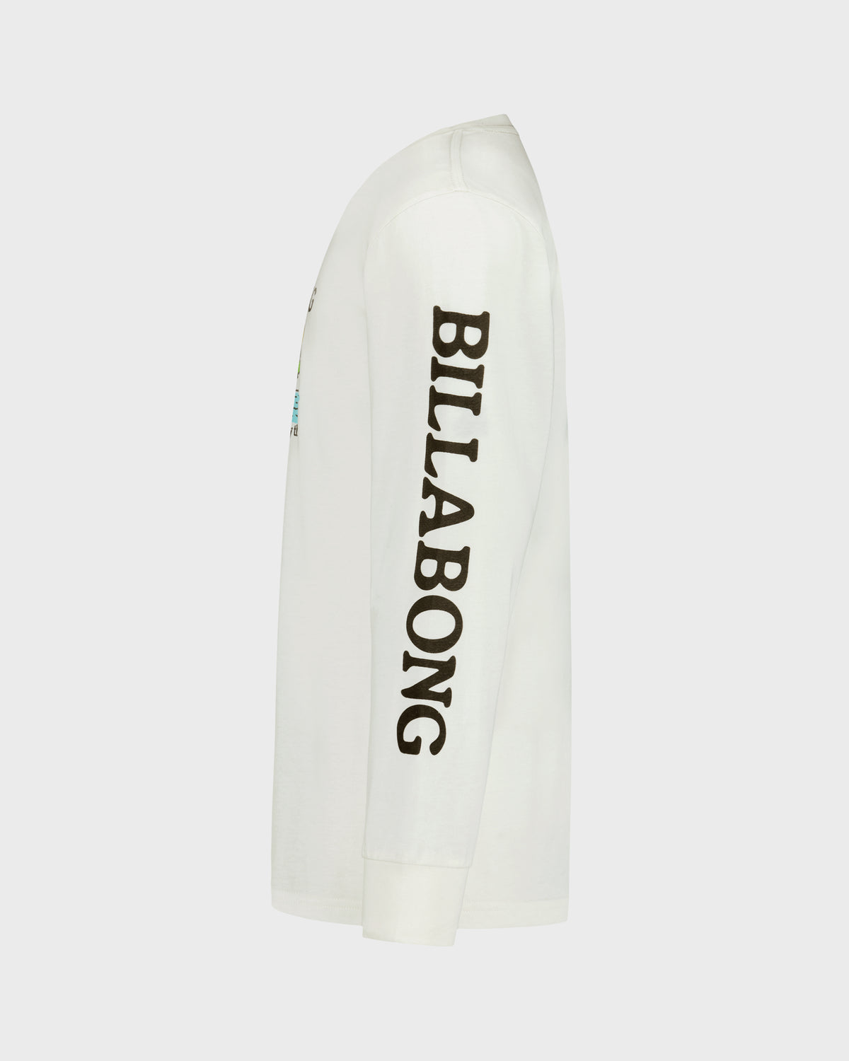 White surfboard with 'Billabong' branding on a light gray background
