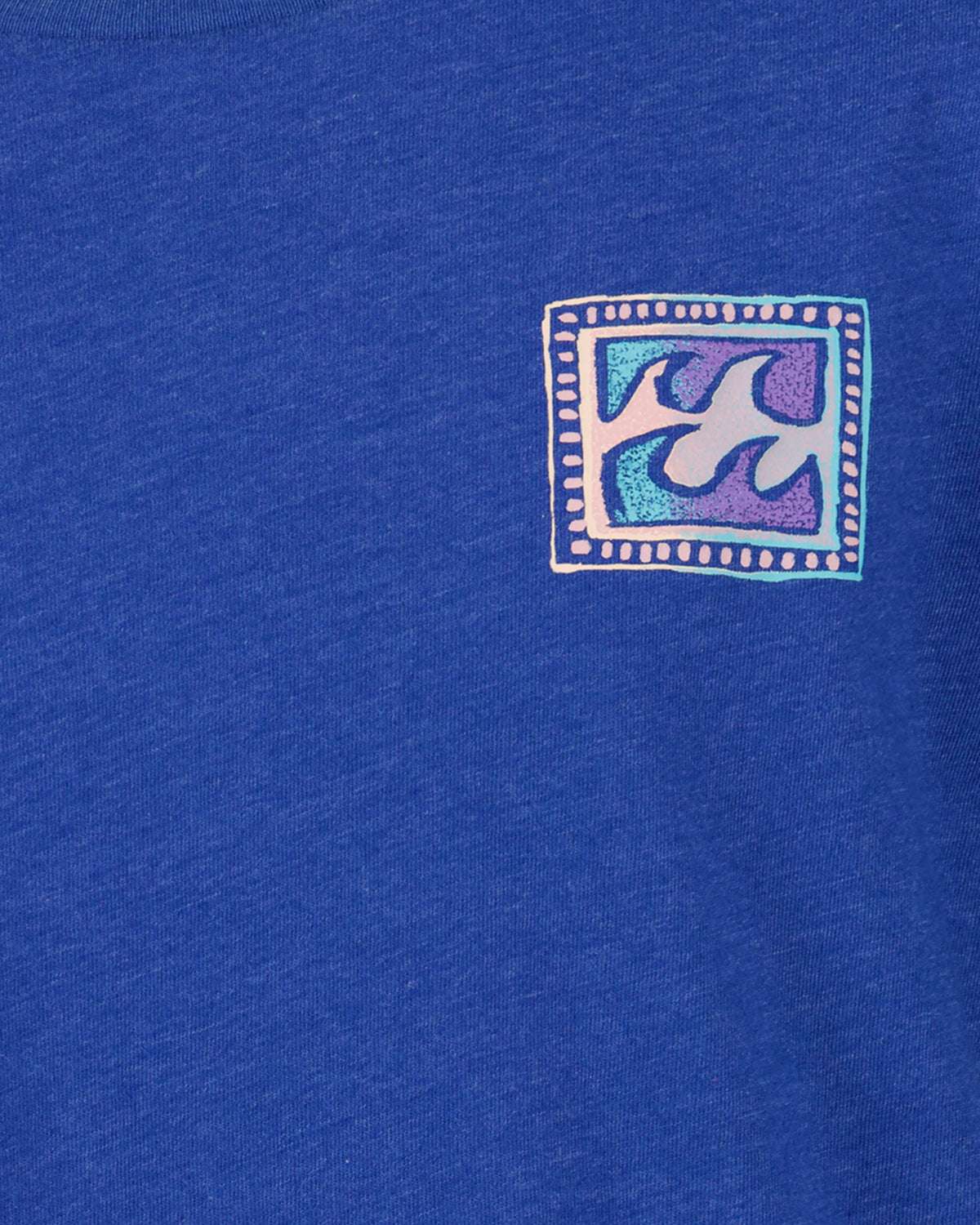 Blue t-shirt with a small logo on the chest