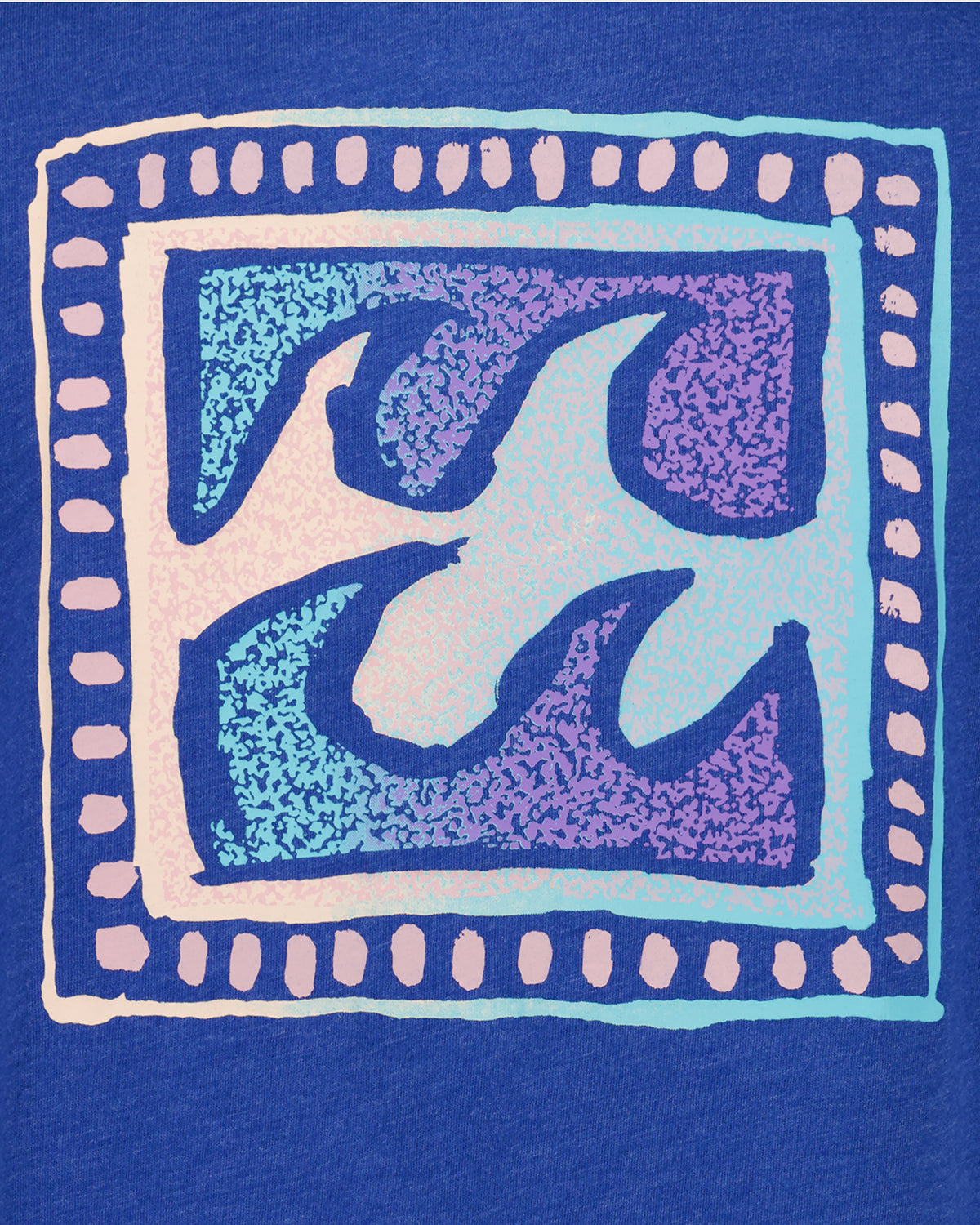 Decorative design on a blue background with a patterned frame