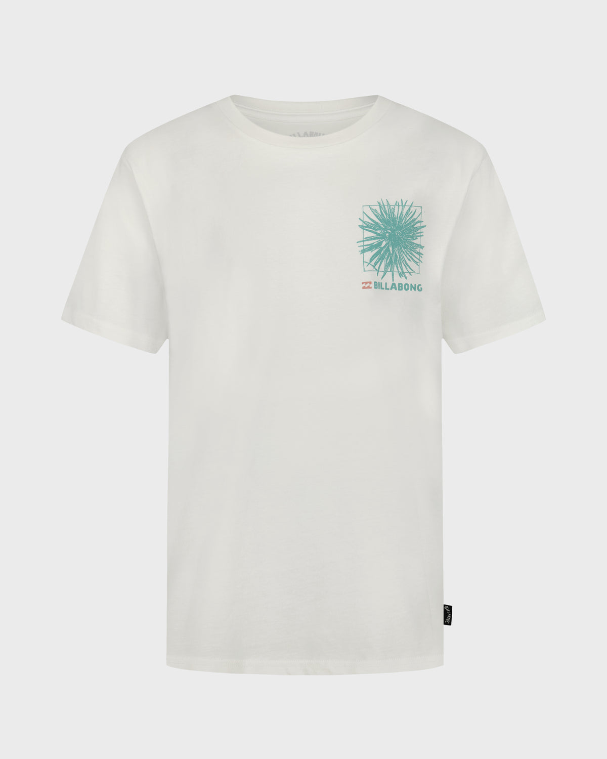 White t-shirt with a graphic design on a white background