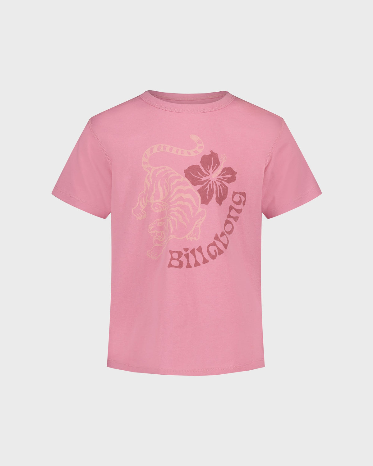 Pink t-shirt with a graphic design on a white background