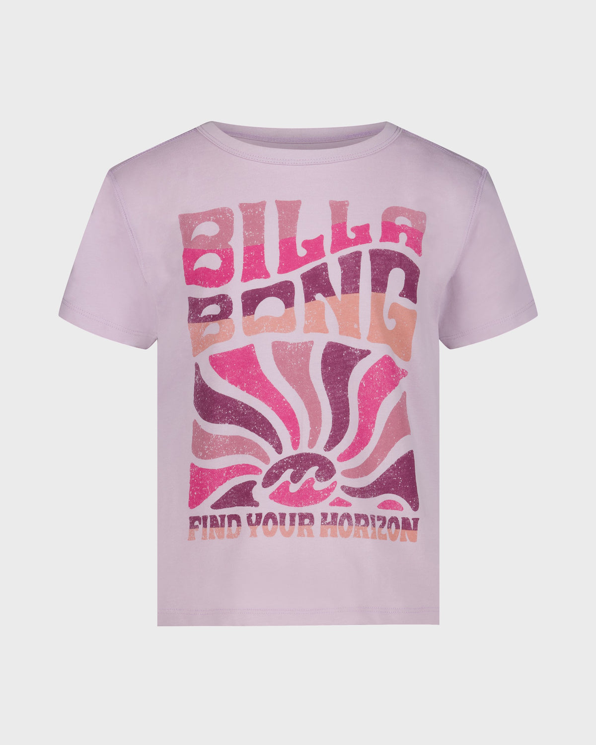 Pink t-shirt with Billabong logo and text on a white background