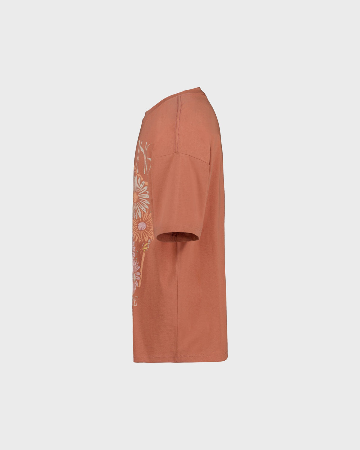 Brown dress with floral embroidery on a light gray background