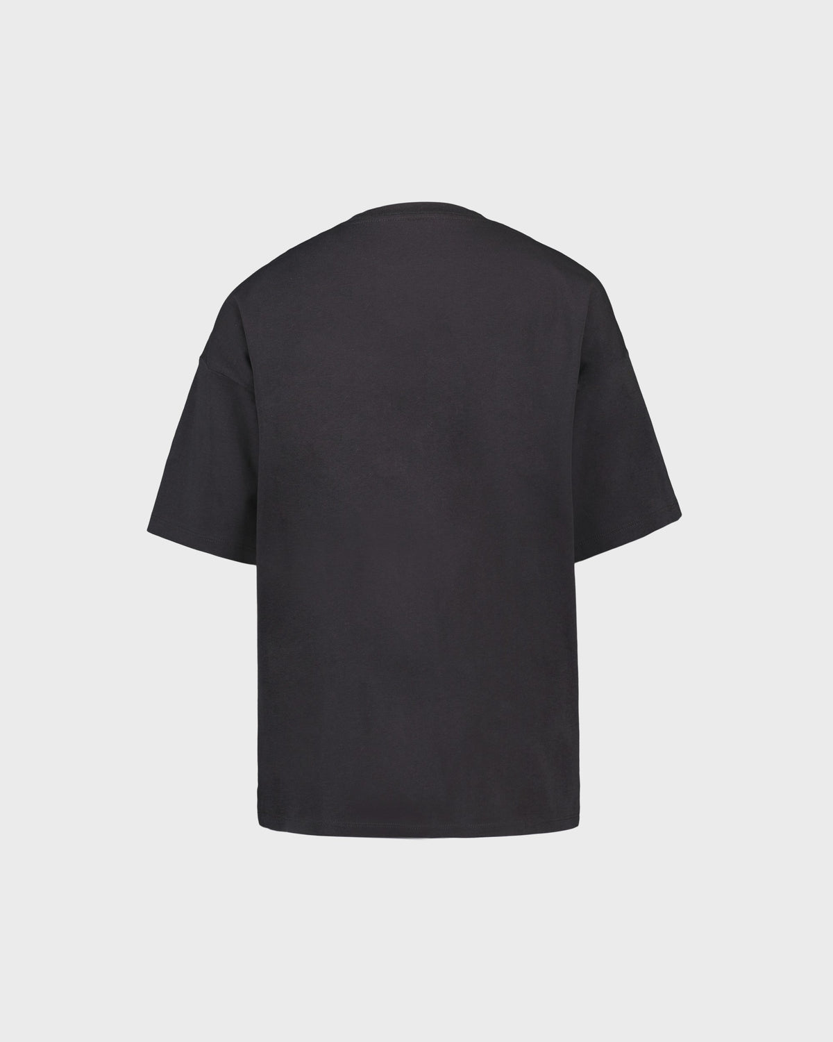 Black t-shirt on a light gray background