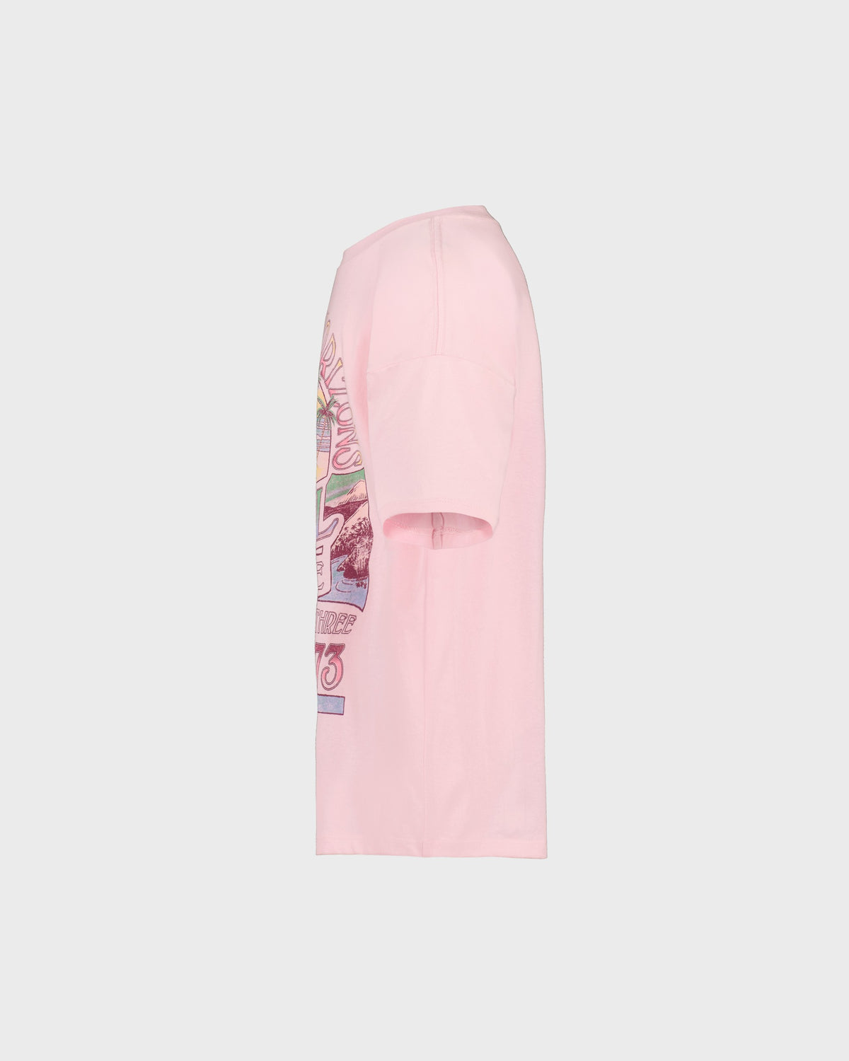 Pink sleeveless top with graphic design on a light gray background