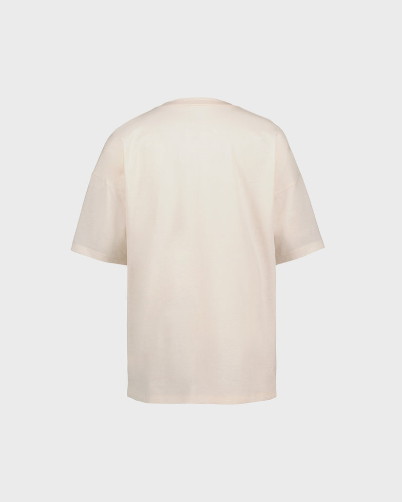 Beige t-shirt on a light gray background