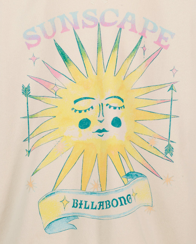 Sunscape Billabong logo with a stylized sun and moon design on a beige background