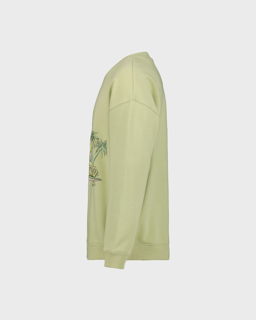 Light green sweatshirt with a graphic design on a white background
