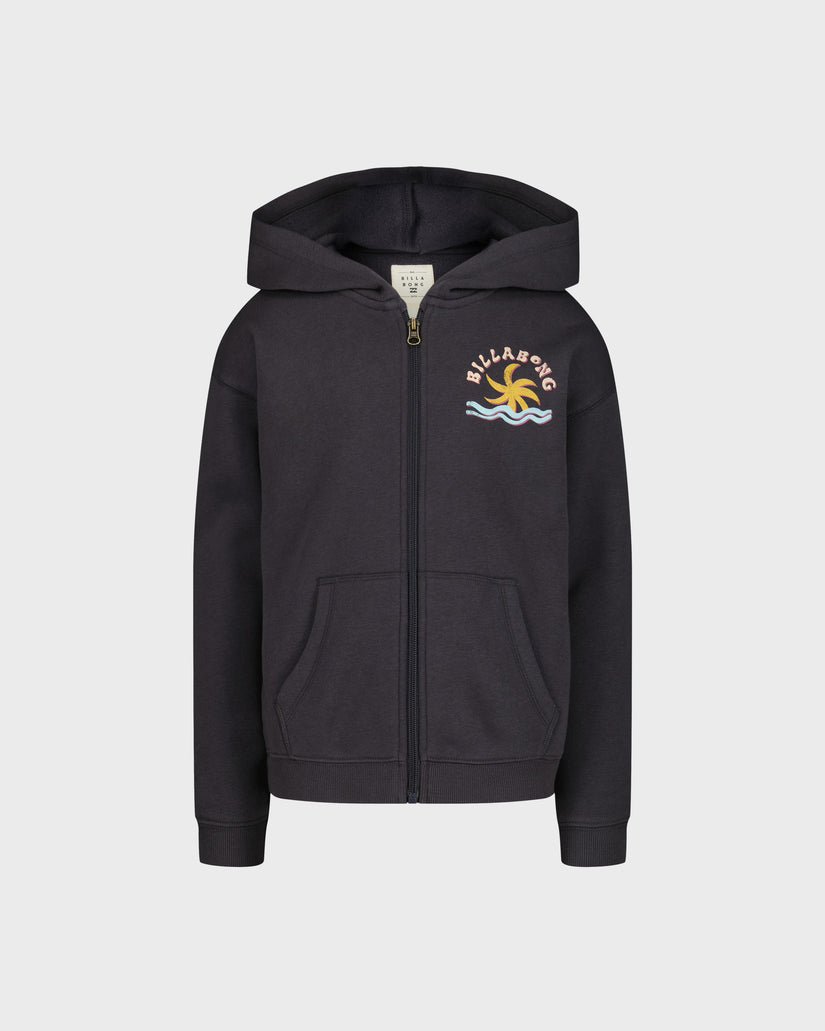 Black hoodie with a brand logo on a white background
