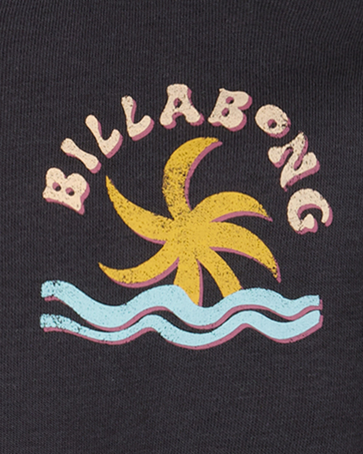Billabong logo with palm tree and waves on a black background