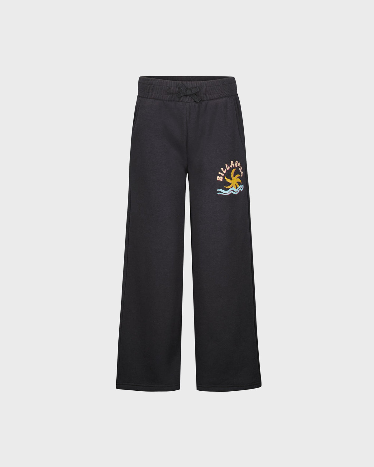 Black pants with a logo on a white background