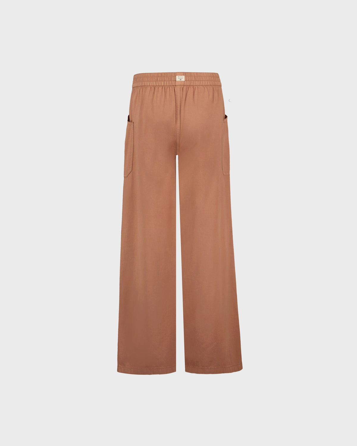 Brown wide-leg pants on a light beige background