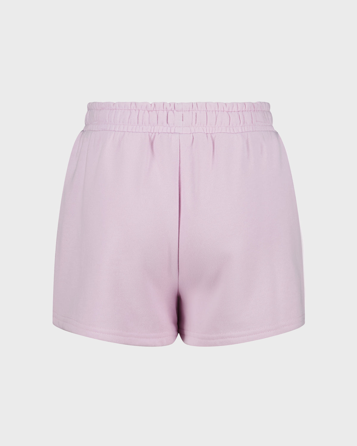 Light pink girls' shorts with elasticized waistband shown on plain background.
