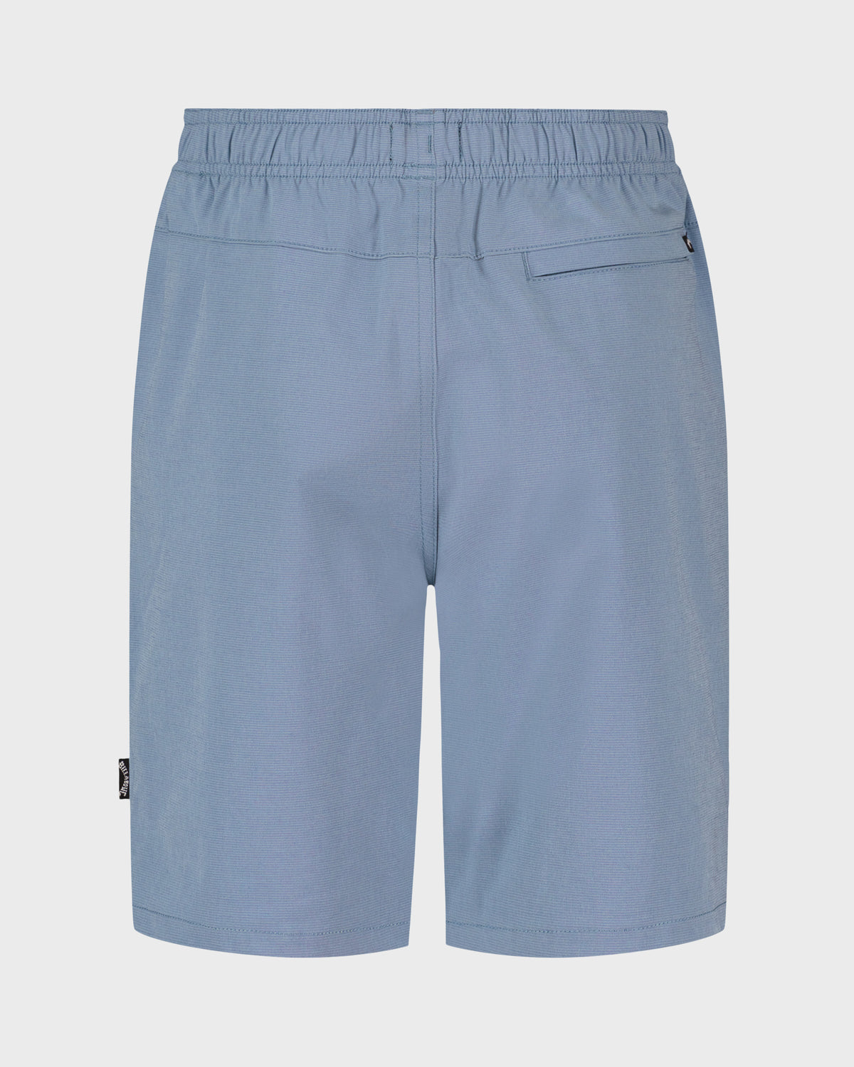 Blue boys hybrid shorts with elastic waistband and back pocket.