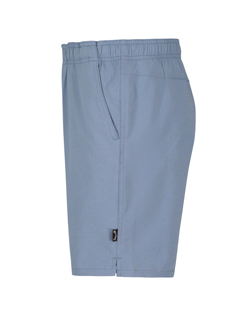 Blue hybrid shorts with elastic waistband and side pockets for boys.