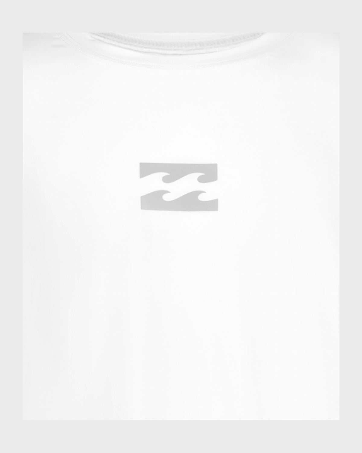 White long sleeve surfshirt with gray wave logo on chest.