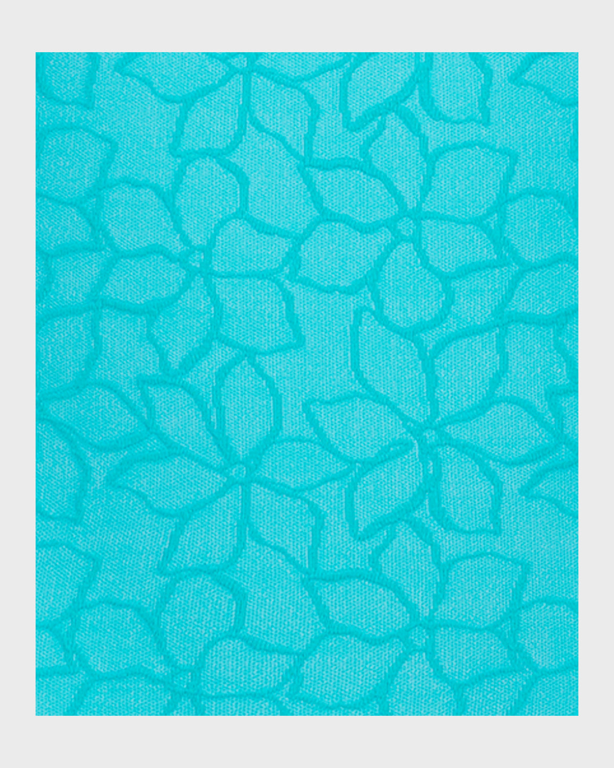 Turquoise one-piece swimsuit with all-over leaf pattern in tonal shades.