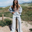 Jade Saltwashed Elastic Waist Pants - Blue Mist