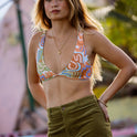 Le Surf Reversible Ava Tank Swim Tank Bikini Top - Orange Multi
