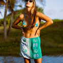 Wave Washed Printed Skirt - Pool Blue