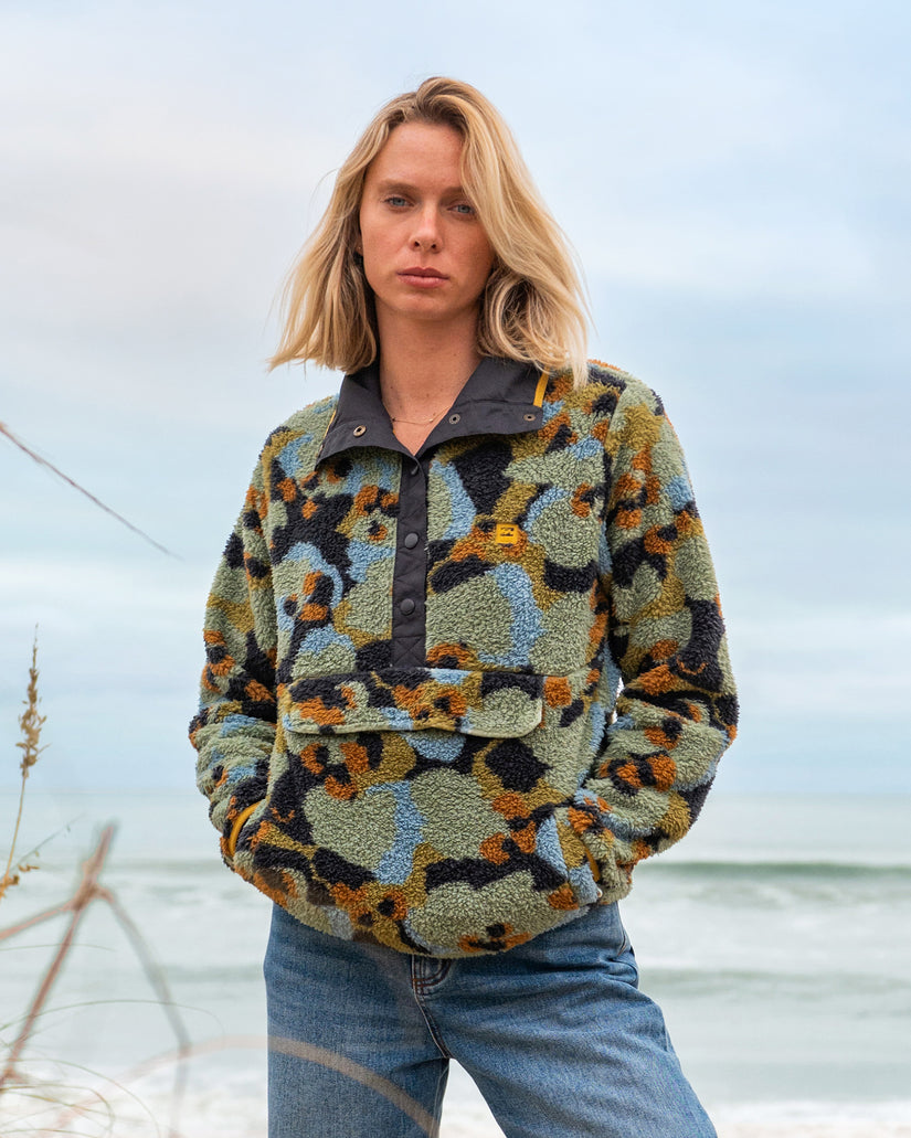 A/Div Switchback Pullover Half Snap Sherpa Fleece - Dusty Green