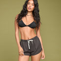 Road Trippin Elastic Waist Shorts - Off Black