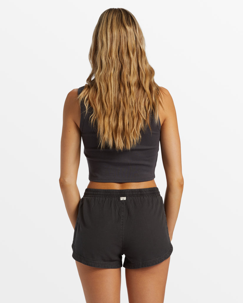 Road Trippin Elastic Waist Shorts - Off Black