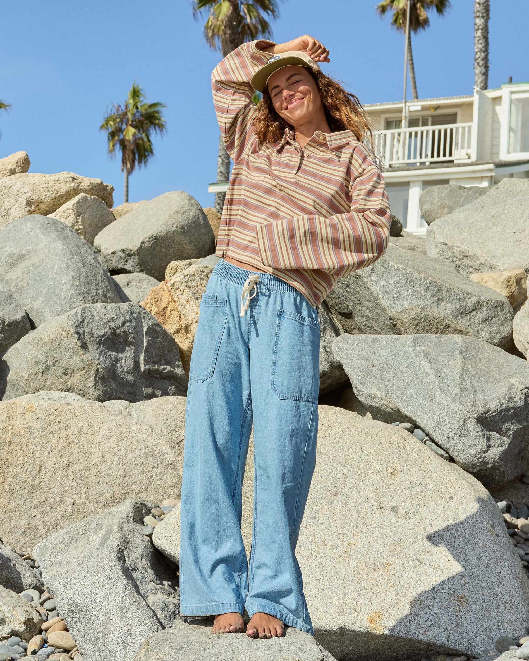 Zonte Elastic Waist Saltwashed Denim Pants - Sea Blue – Billabong