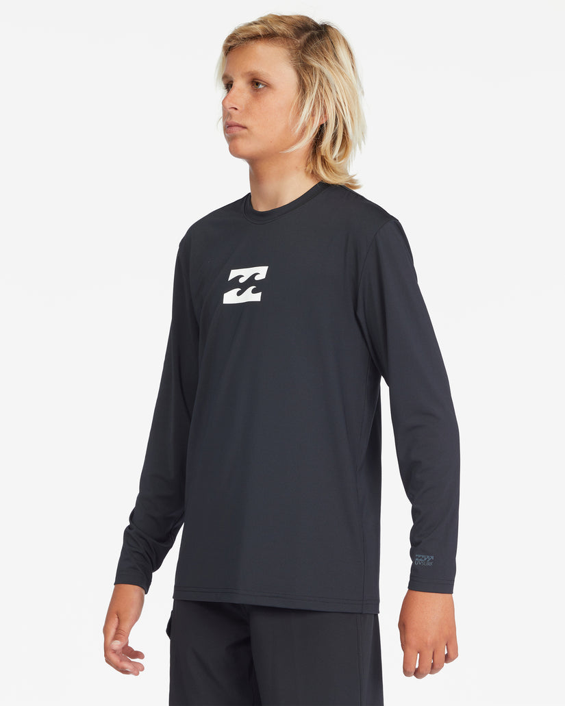 Boys All Day Wave Loose Fit Long Sleeve Surf Tee - Black