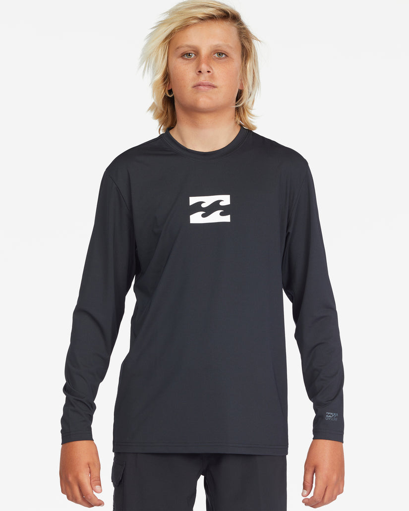 Boys All Day Wave Loose Fit Long Sleeve Surf Tee - Black