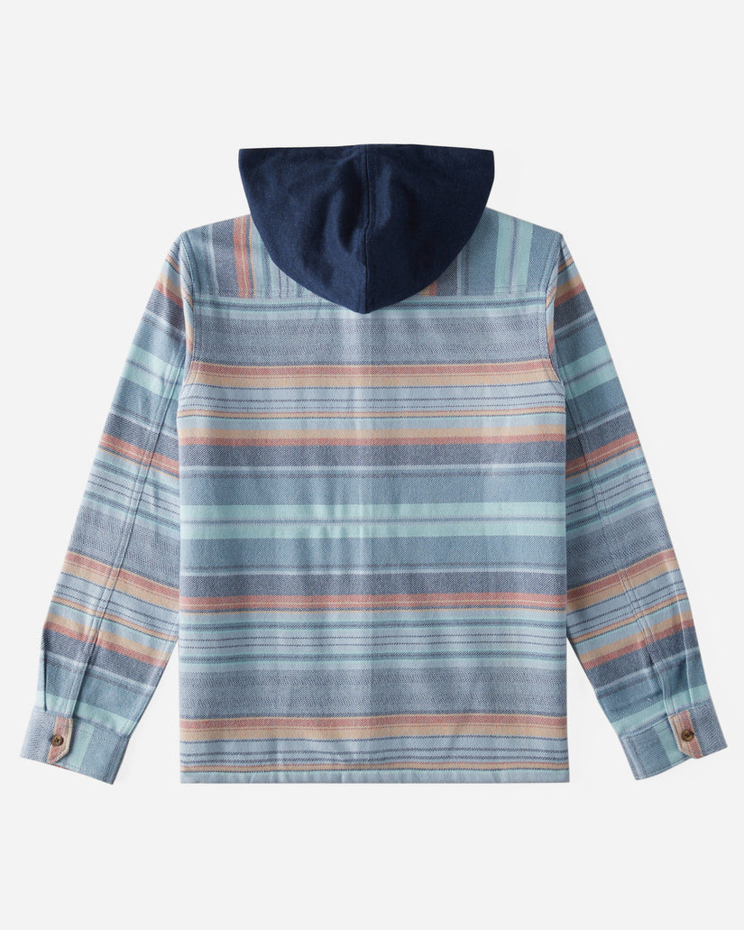 Boys Baja Hooded Flannel Shirt - Maya Blue