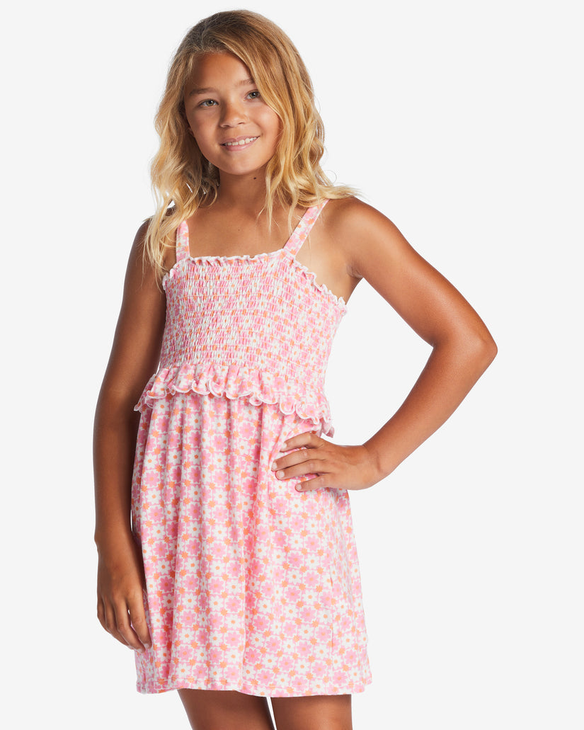 Girls Summer Play Babydoll Dress - Pink Trails