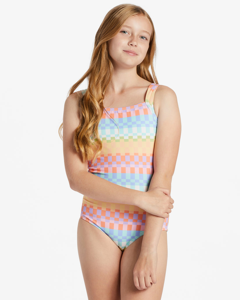 Girls Paradise Check One-Piece Swimsuit - Multi