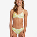 Girls Daydream Check Two Piece Banded Triangle Bikini Set - Light Lime