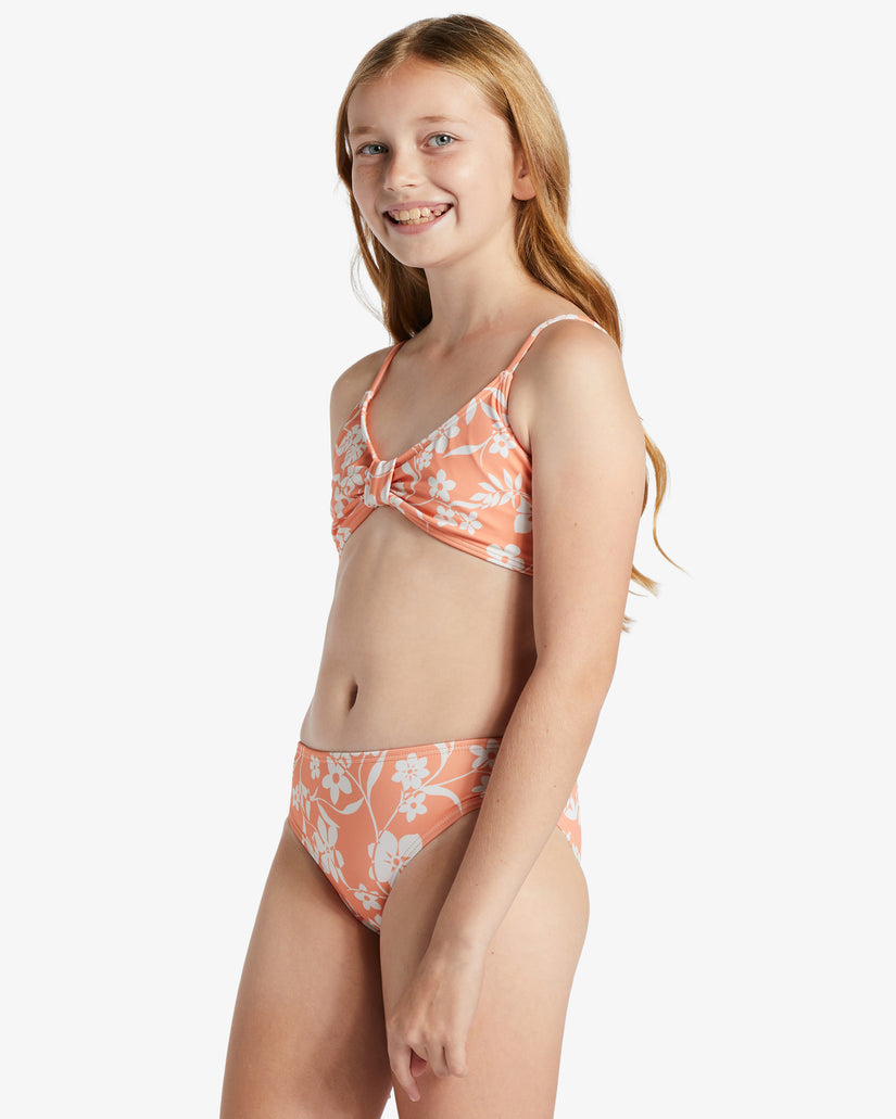 Girls Island In The Sun Two Piece Triangle Bikini Set - Tangy Tangerine