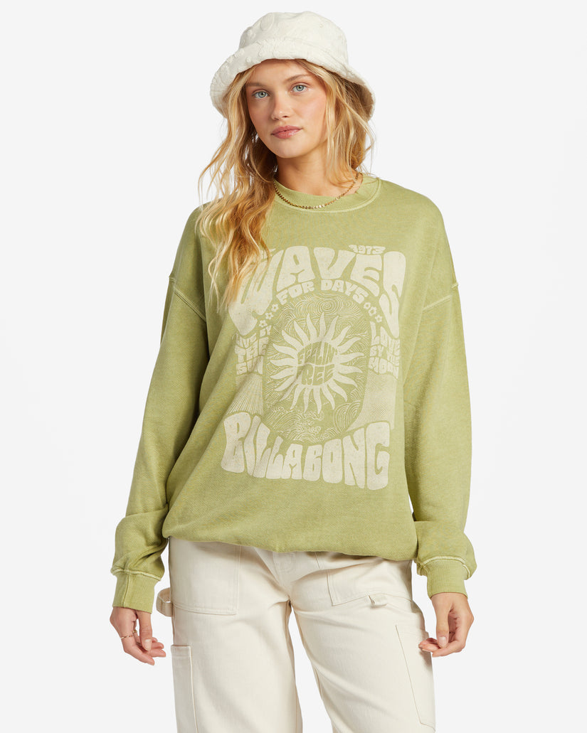 Ride In Oversized Crewneck Sweatshirt - Palm Green