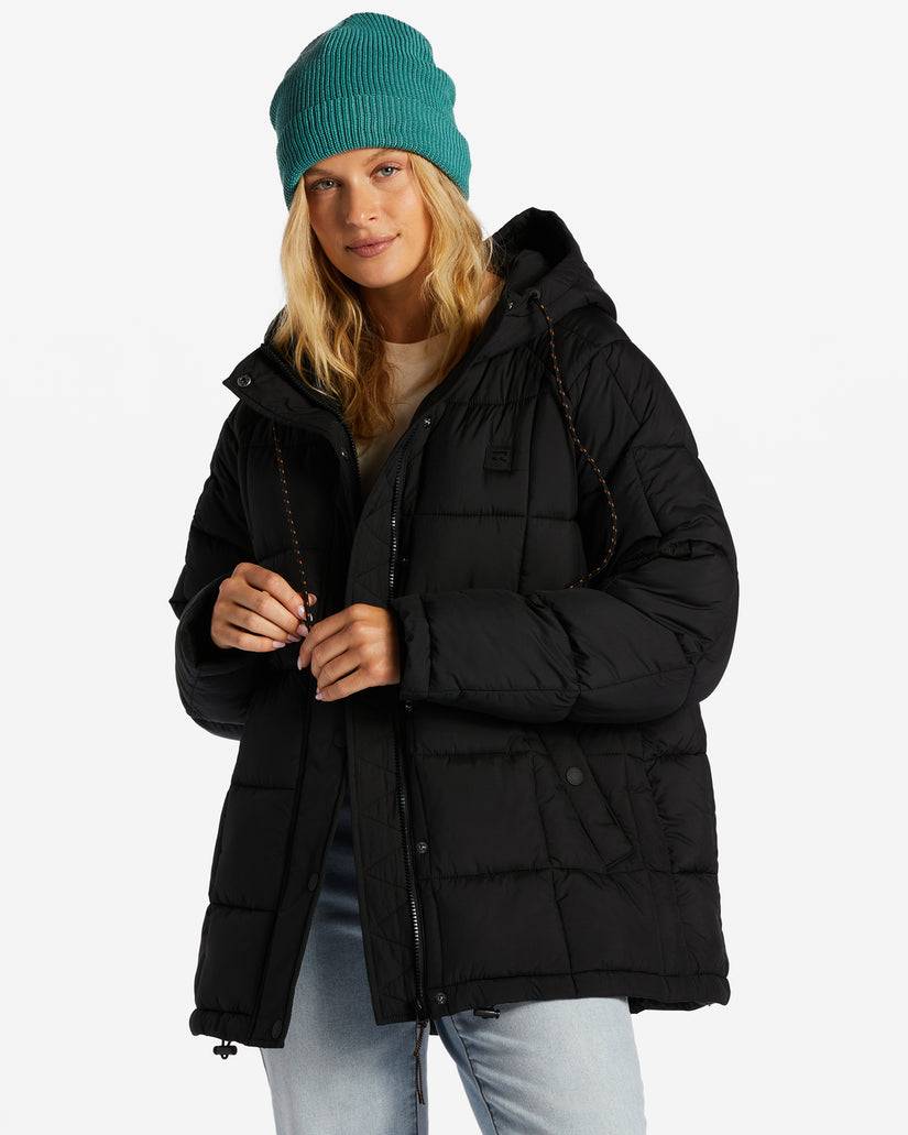 Venture On Puff Zip-Up Hooded Jacket - Black 1