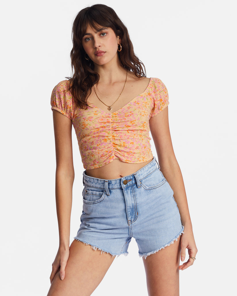 UO Printed Pointelle Cropped Tank Top