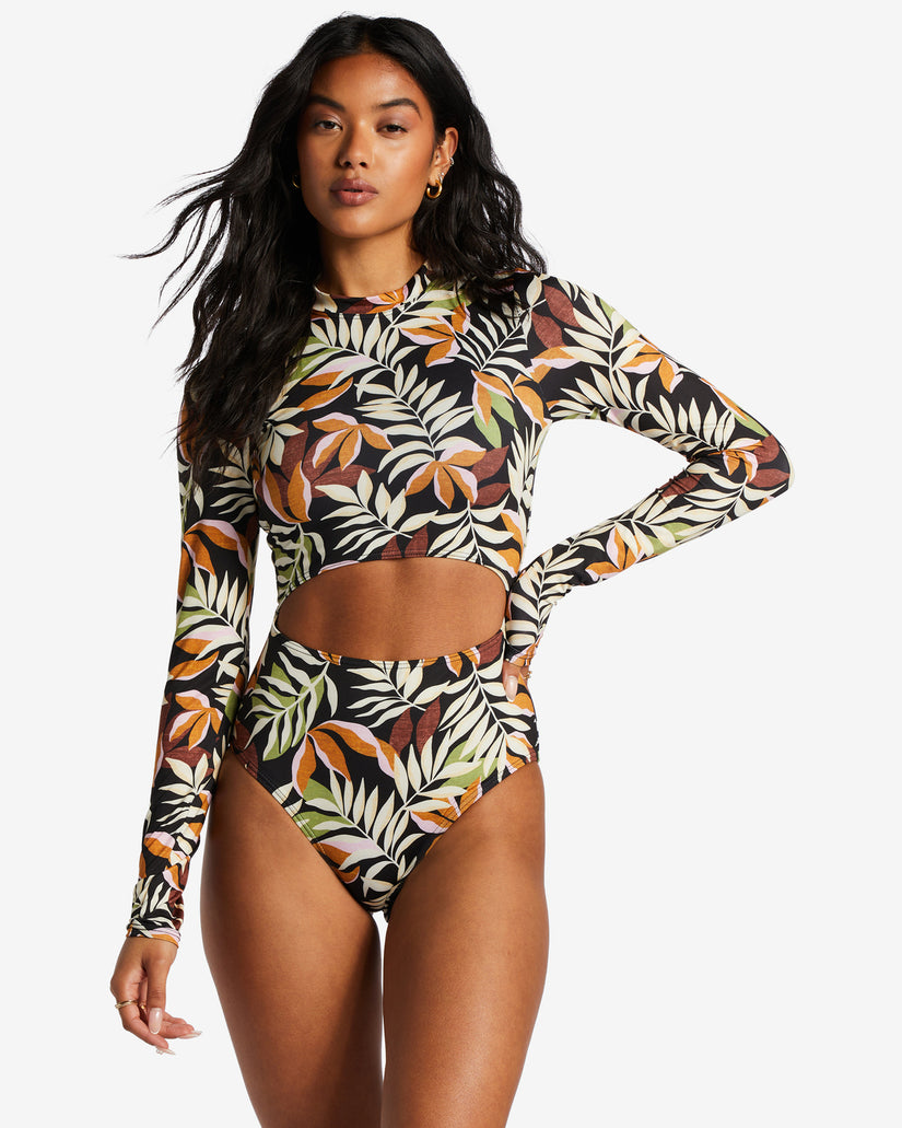 Tales From The Tropics Long Sleeve One-Piece Swimsuit - Night Tropic