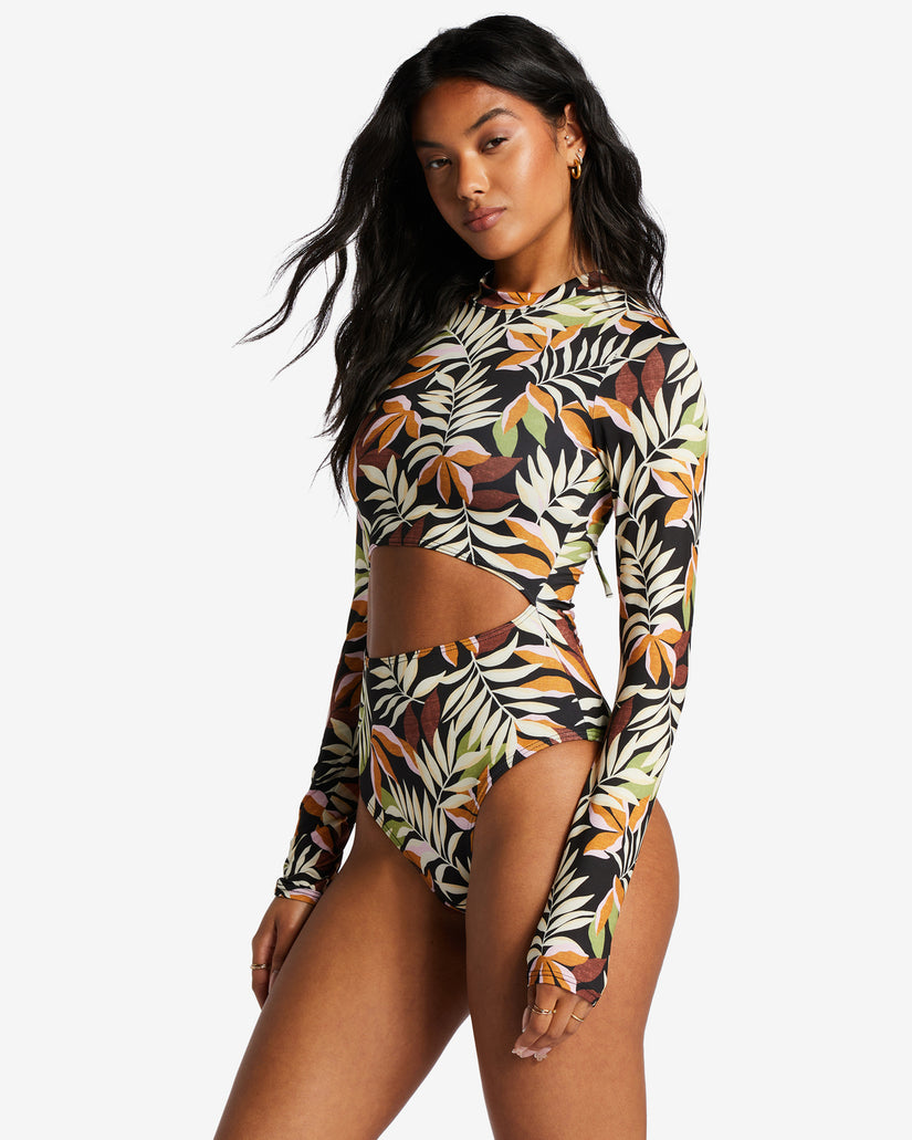 Tales From The Tropics Long Sleeve One-Piece Swimsuit - Night Tropic