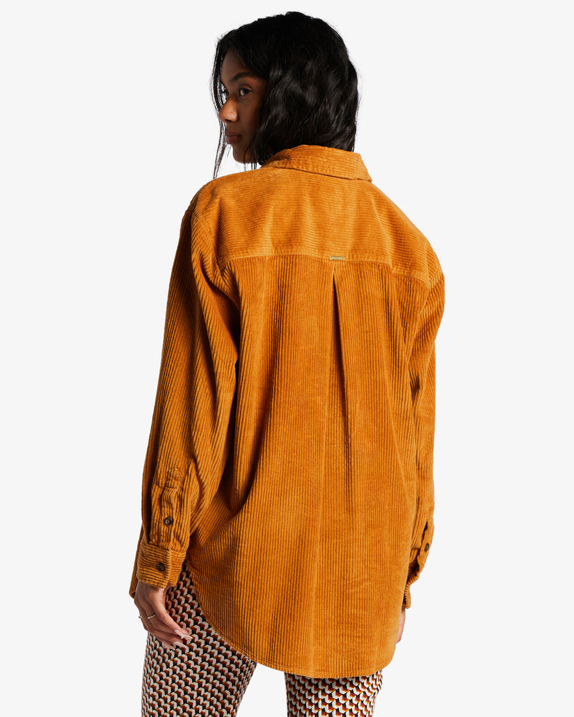 So Stoked Cord Long Sleeve Top - Cider