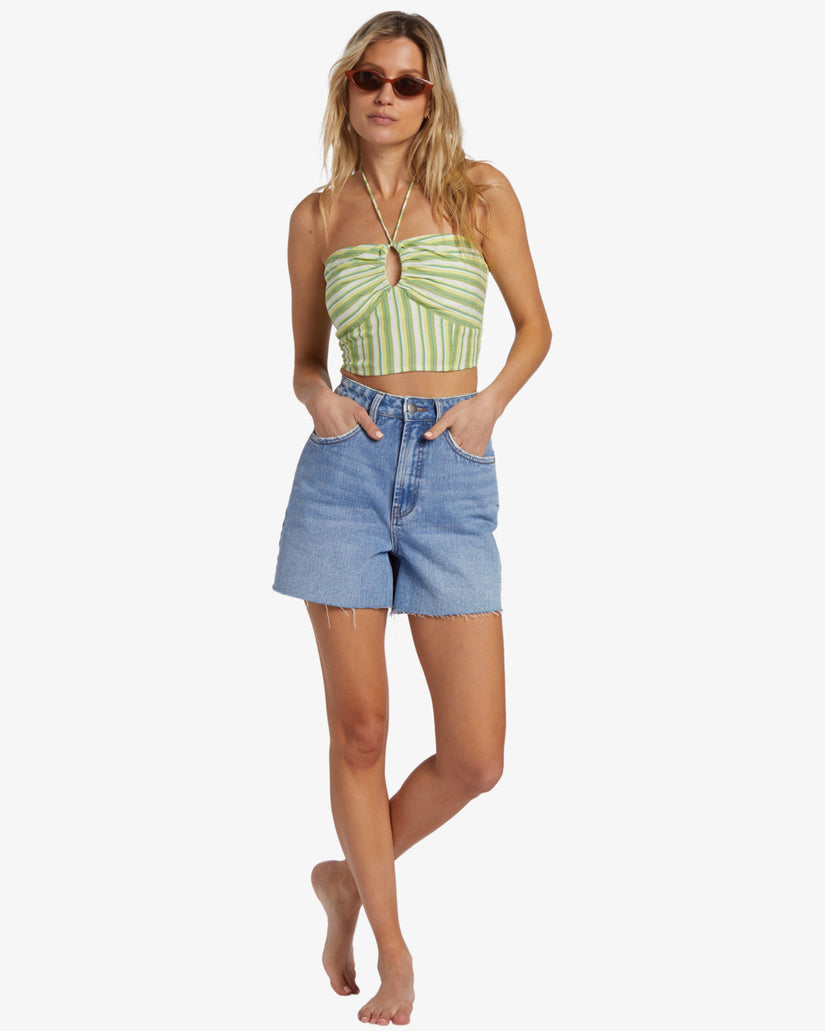 Bright Side Top Halter Top - Palm Green