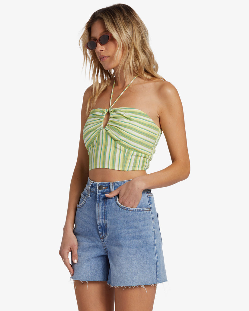 Bright Side Top Halter Top - Palm Green