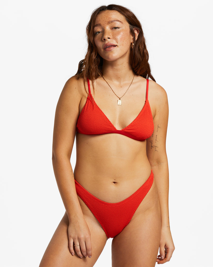 Summer High Fixed Triangle Bikini Top - Red Aloha