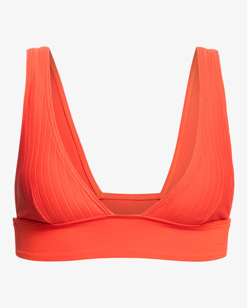 Lined Up Remi Plunge Triangle Bikini Top - Bright Poppy