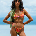 Sunny Coast Ruched Bandeau Bikini Top - Multi
