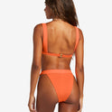Lined Up Banded Hike Bikini Bottoms - Poppin Peach