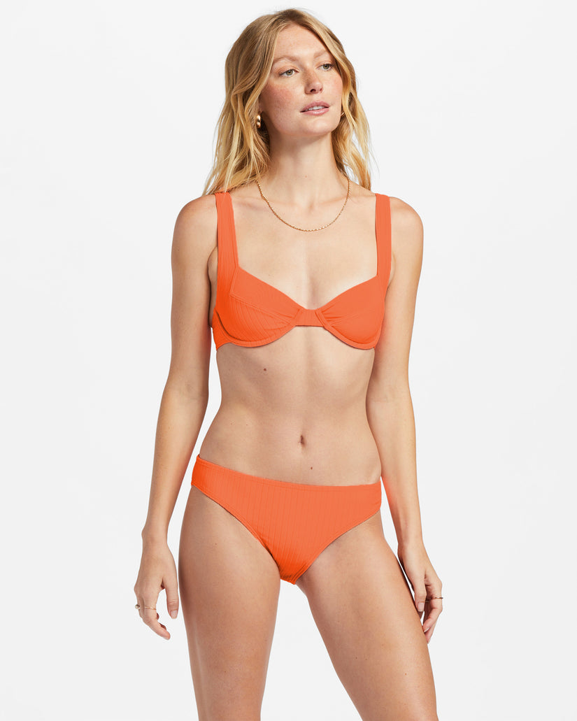 Lined Up Lowrider Bikini Bottoms - Poppin Peach