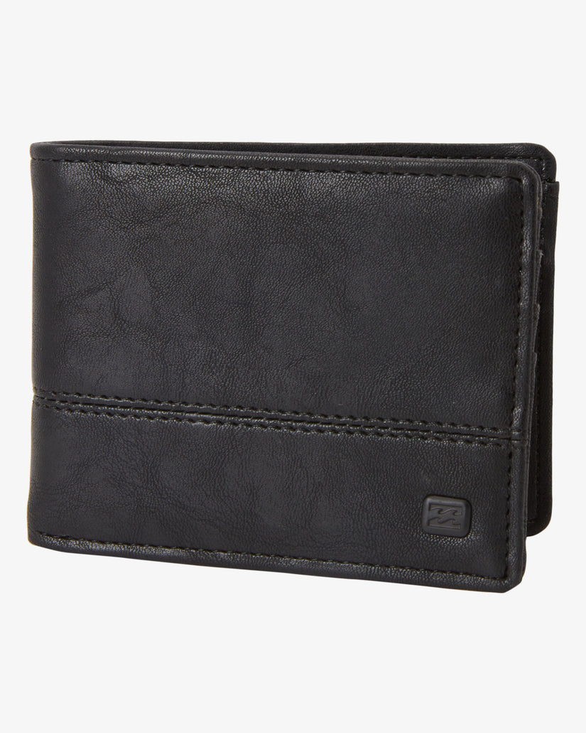 Dimension Faux Leather Bi-Fold Wallet - Black Grain