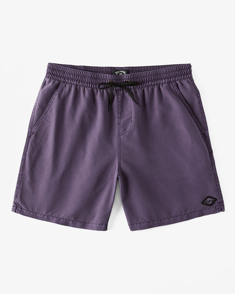 All Day Overdyed Layback 17" Elastic Waist Shorts - Purple